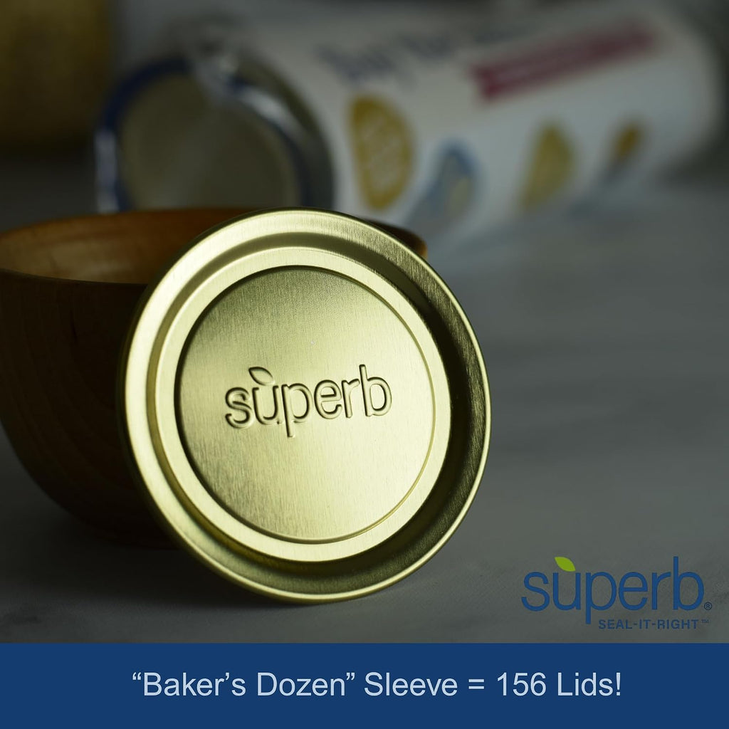 Superb Canning Lids – Regular Mouth Mason Jar Lids – Baker’S Dozen/Bulk Package Of 156 Lids – Made In The Usa