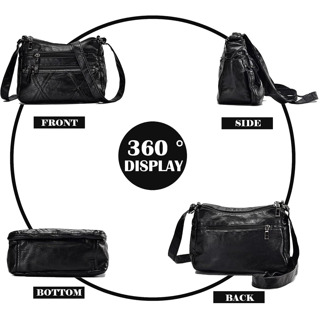 Gladdon Small Crossbody Bags For Women Shoulder Purses Vegan Cross Body Bag | Small Classic Crossbody,Washed Pu Leather,Multiple Pockets,Comfortable,Smooth Zippers,Lightweight,Everyday Bag,All Seasons