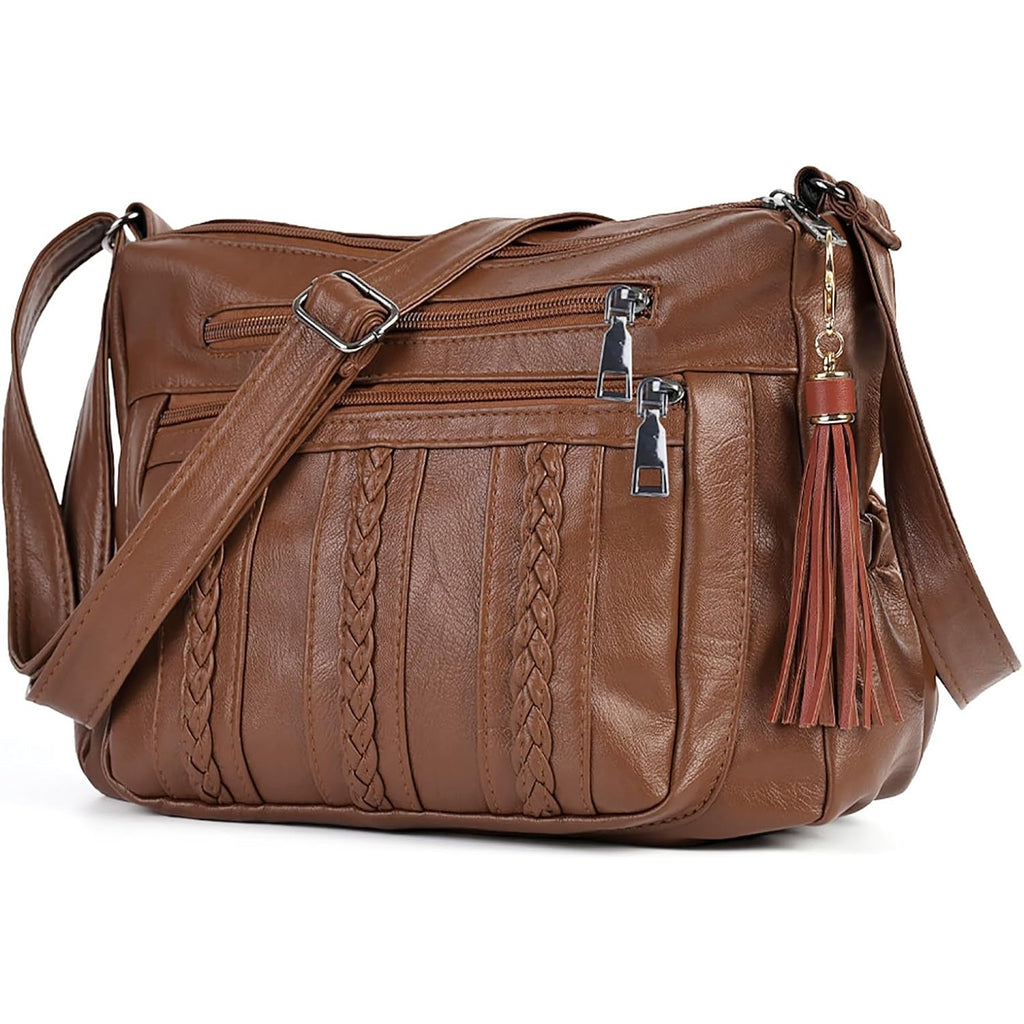 ELDA Purses for Women Pocketbooks Soft PU Leather Ladies Crossbody Purse Multi Pocket Shoulder Bag