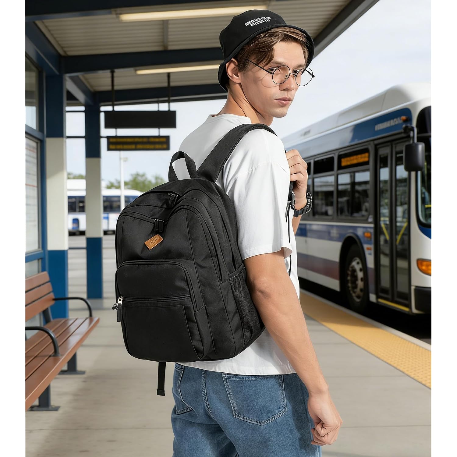 Abshoo Classical Basic Womens Travel Backpack For College Men Water Resistant Bookbag (Black)