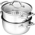 Chefbee Stainless Steel Steamer Pot - 3.2QT Steamer for Cooking with Food Basket, Steaming Cooking Pot Kitchen Cookware for Vegetable, Food, Dumplings, Soup