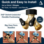 Dbr Tech® Heavy Duty 2 Way Hose Splitter (Premium Brass For Superior Durability), Wye Garden Hoses Connector For Water Spigot Faucet Bib Tap, Double Shut Off Valve, Y Adapter, Rust-Resistant Finish