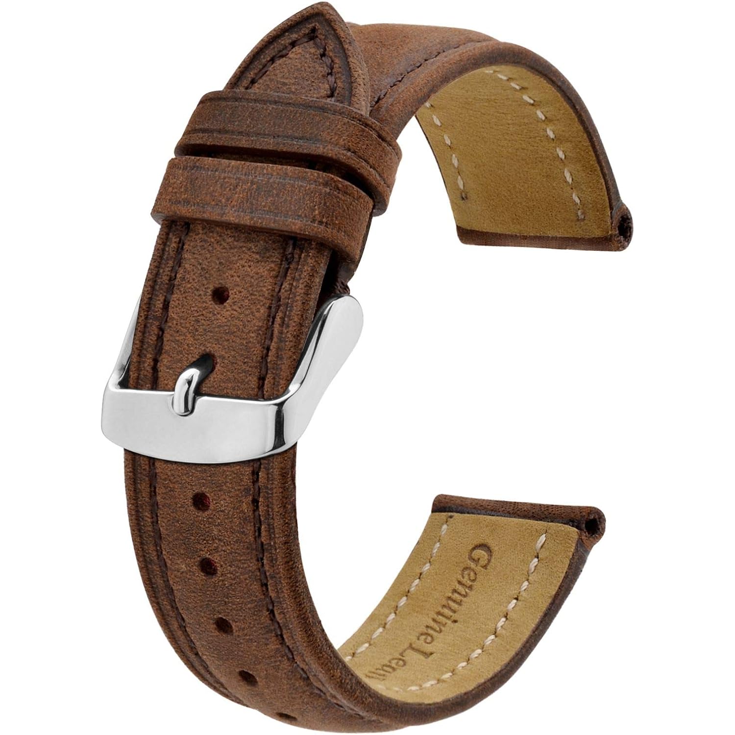 Bisonstrap Watch Strap, Vintage Leather Replacement Bracelet, Band Width-14Mm 15Mm 16Mm 17Mm 18Mm 19Mm 20Mm 21Mm 22Mm 23Mm 24Mm
