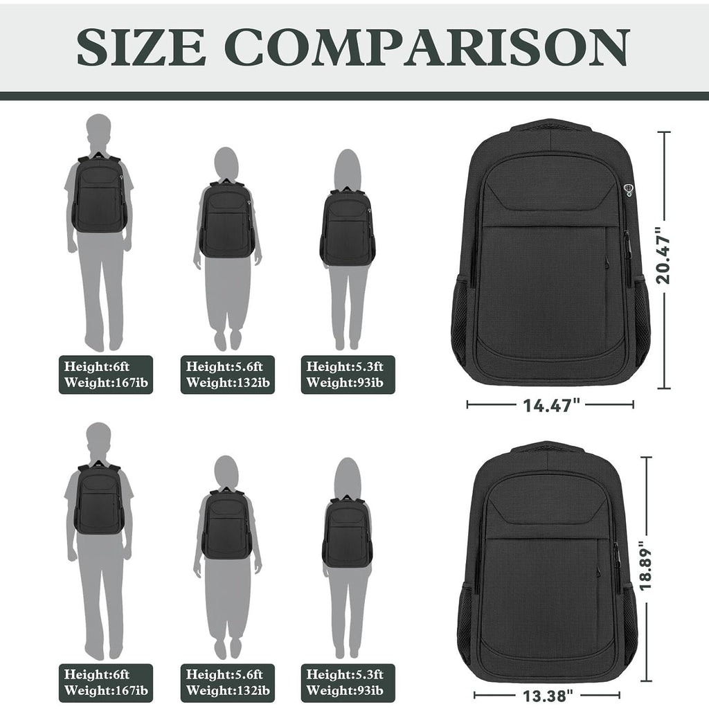 Travel Laptop Backpack, Airline Approved Computer Bag | Laptop Compartment, Adjustable Strap, Anti-Theft Pocket, Luggage Strap, Large Capacity For Work Travel College