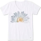 Life is Good Women's Crusher Tee Shirt, Short Sleeve Cotton Graphic T-Shirts, Watercolor Daisy Birds Cloud White