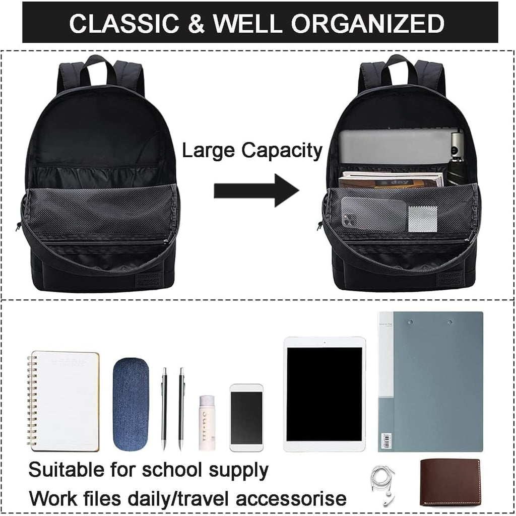 Casual Laptop Backpack For Men And Women, Work Backpack, Black Backpacks, College School Backpack For Boys And Girls, Lightweight Travel Back Pack(Black)