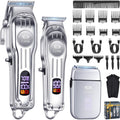Ciicii Mens Hair Clippers And Trimmers Set, Professional Cordless Barber Clippers For Hair Cutting Kit (Electric Razor Shavers & Beard/Hair Trimmer Haircut Kit) Clippers For Men Diy Home Salon