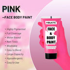 Ybuete Pink Water Based Face Body Paint, 2.37 Oz Large Tube Full Coverage Face Paint For Skull Clown Cosplay, Washable Pink Body Painting Cream For Adult Carnival Party Halloween Sfx Makeup