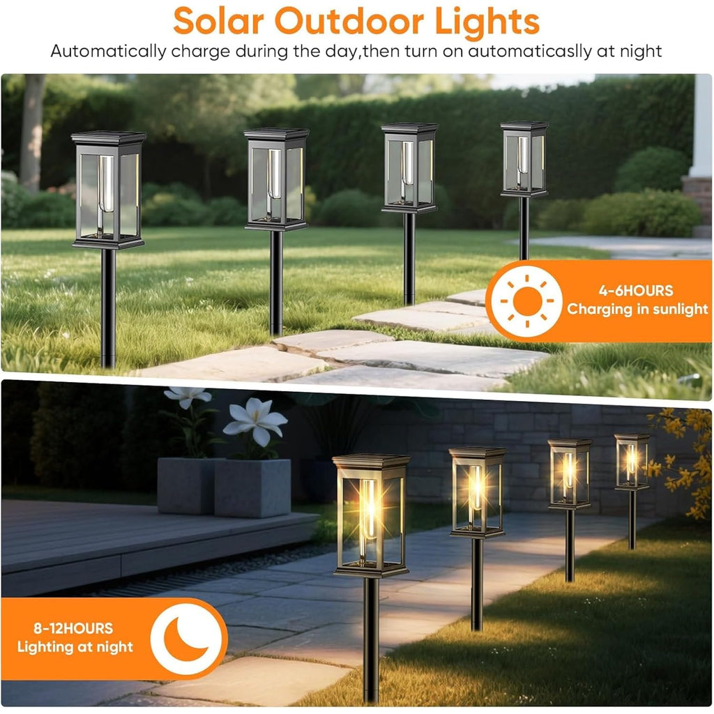 Solar Pathway Lights Outdoor Waterproof – 8 Pack Bright Solar Powered Garden Lights With Auto On/Off, Ip65 Led Landscape Lighting For Walkway Patio Lawn Yard Decor
