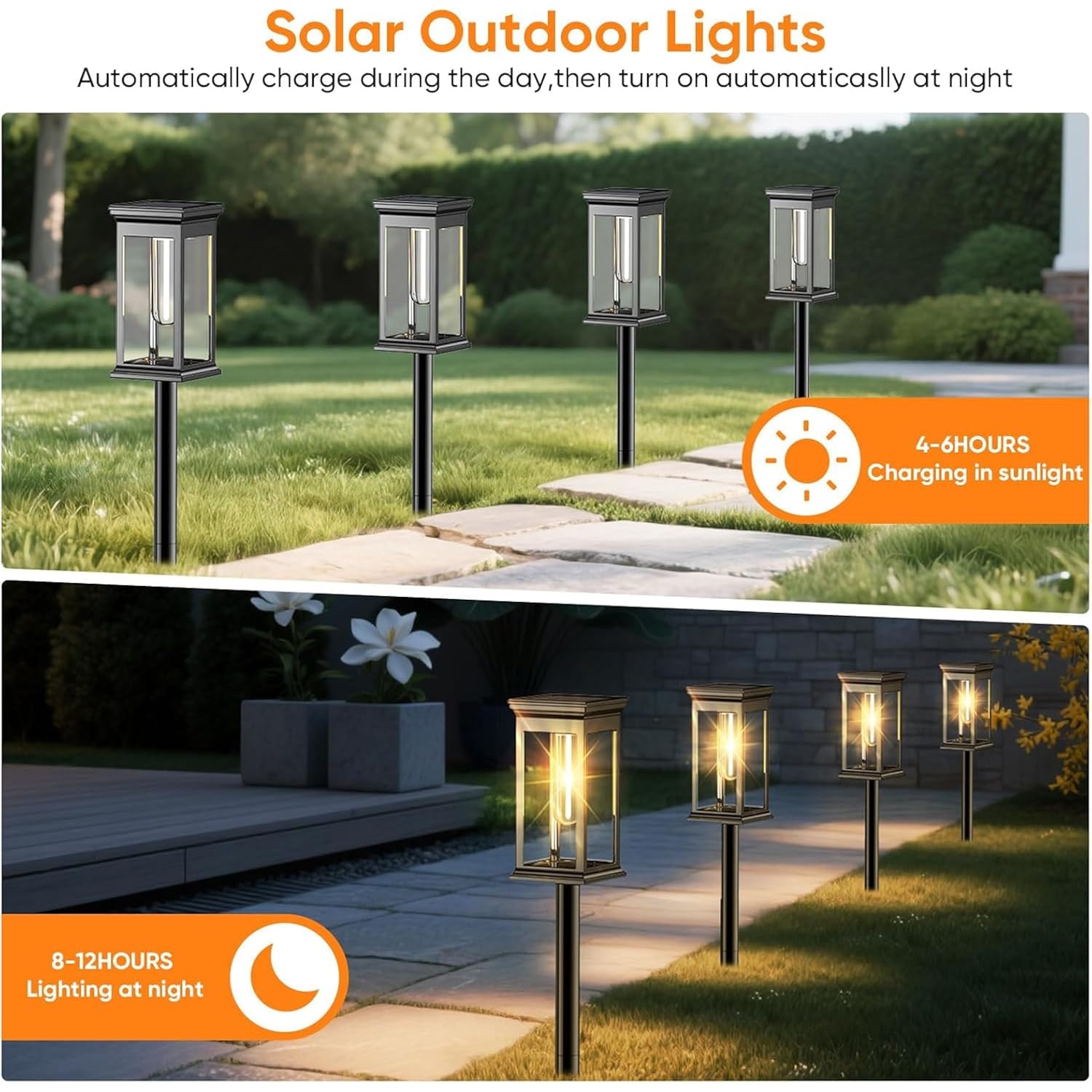 Solar Pathway Lights Outdoor Waterproof – 8 Pack Bright Solar Powered Garden Lights With Auto On/Off, Ip65 Led Landscape Lighting For Walkway Patio Lawn Yard Decor