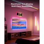 Easyera Smart Digital Wall Clock With App Control, 16.5” Large Rgbic Wall Clock With Multiple Diy Color And Music Sync, Led Display, Auto Dst, Plug-In Clocks For Classroom Home Gym Gaming