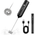 Rechargeable Milk Frother Handheld, 2-IN-1 Dual Spring Whisk Electric Frother Wand for Cappuccino Latte Macchiato, Portable Drink Mixer for Coffee, Matcha, Hot Chocolate