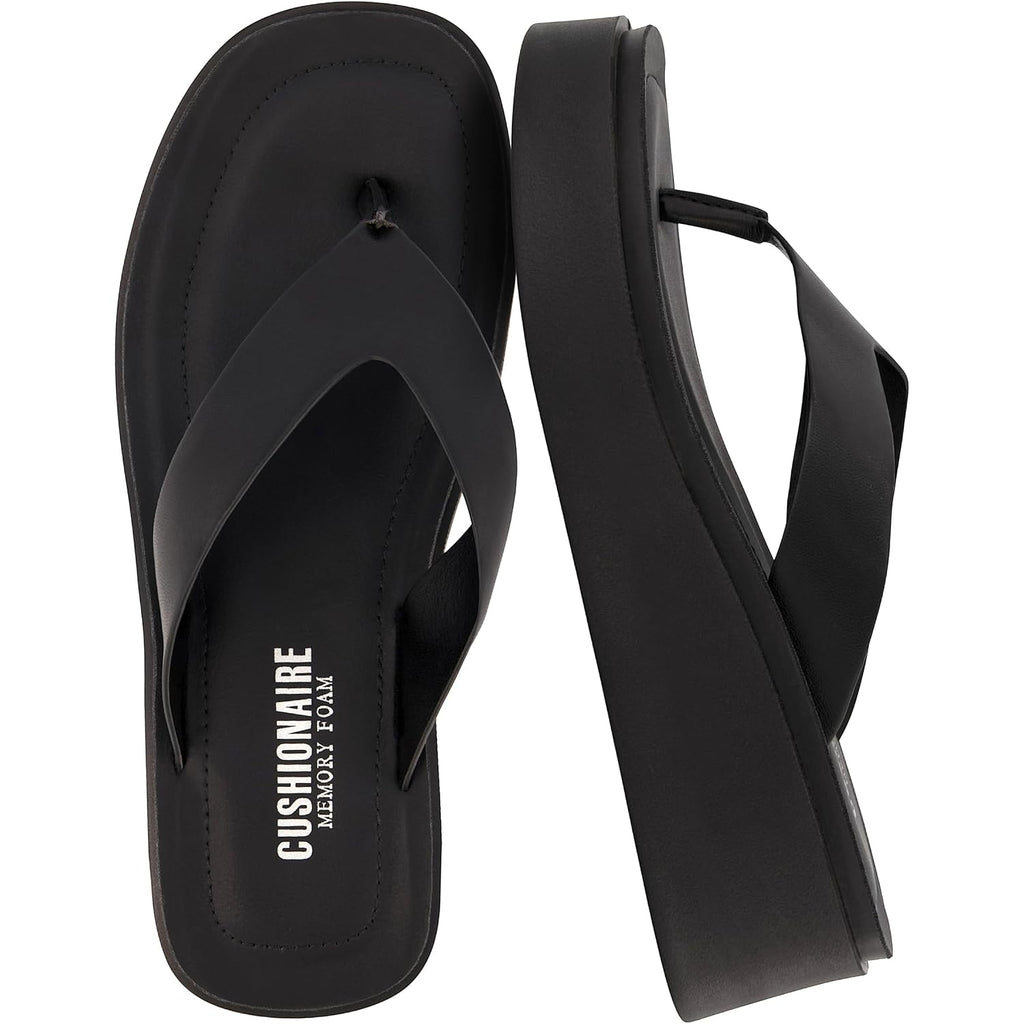 Cushionaire Pippin Chunky Platform Flip Flops, Stylish Wedge Flip Flops For Women With Cushioned Footbed And Durable Sole