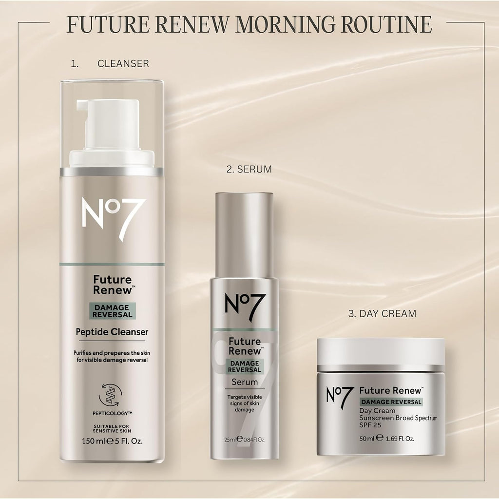 No7 Future Renew Damage Reversal Peptide Gentle Face Cleanser - Anti-Aging Face Wash To Help Visibly Remove Impurities For Smoother, Nourished Skin - Fragrance-Free Formula (5 Fl Oz)