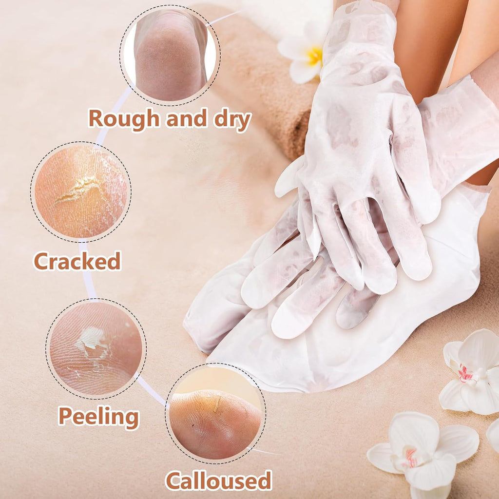 TEAWOO 18 Pairs Moisturizing Hand & Foot Masks with Honey, Milk, Vitamin E & Glycerin, Intensely Hydrating Foot Mask for Dry Cracked Feet, Moisturizing Socks for Cracked Heel Treatment