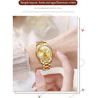 Olevs Womens Diamond Watches Automatic Mechanical Gold Luxury Dress Ladies Self Winding Original Stainless Steel Wrist Watch