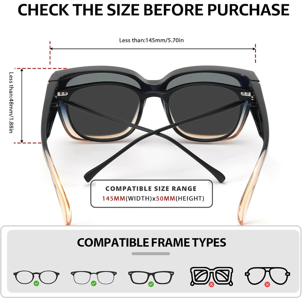 Myiaur Fit Over Sunglasses for Women, Trendy Designer Style Oversized Polarized Sunglasses for Driving with UV400 Protection