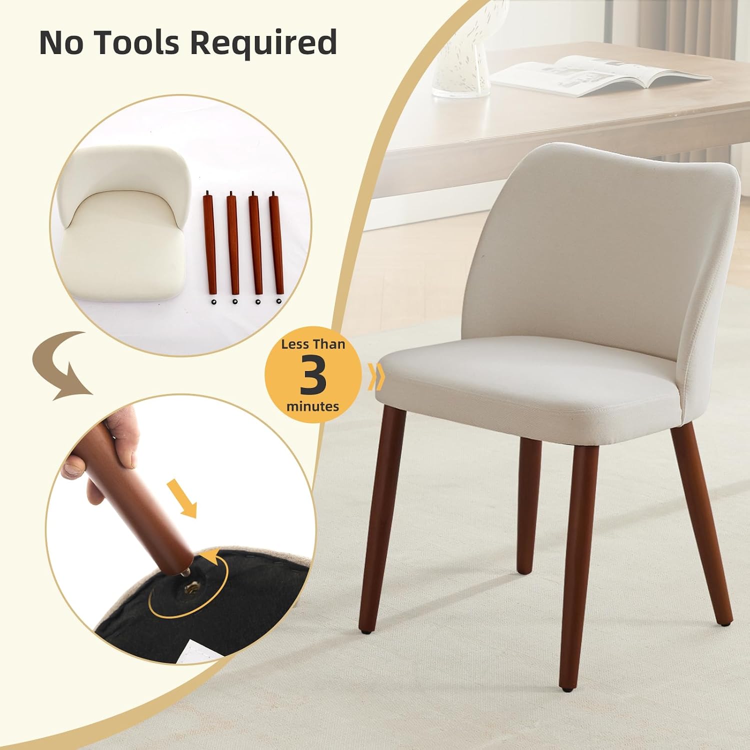 Garveehome Wooden Dining Chair Set Of 4 Upholstered Fabric Dining Chair