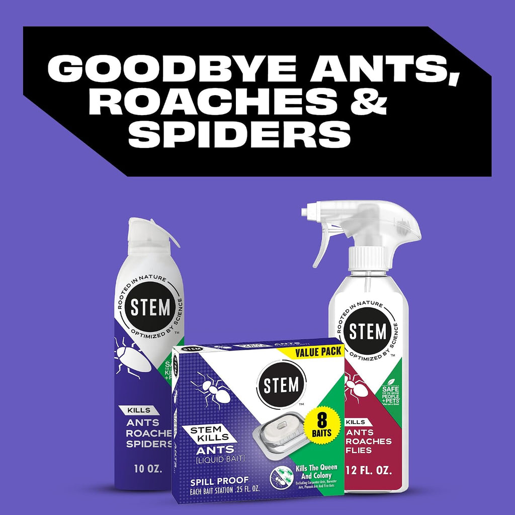 Stem Kills Ants, Roaches And Spiders: Plant-Based Active Ingredient Bug Spray, Botanical Insecticide For Indoor And Outdoor Use; 10 Fl Oz (Pack Of 1)