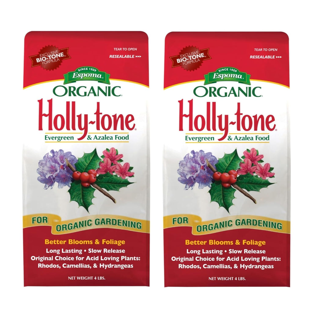 Espoma Organic Holly-Tone 4-3-4 Natural & Organic Evergreen & Azalea Plant Food; 4 Lb. Bag; The Original & Best Fertilizer For All Acid Loving Plants Including Rhododendrons & Hydrangeas. Pack Of 2