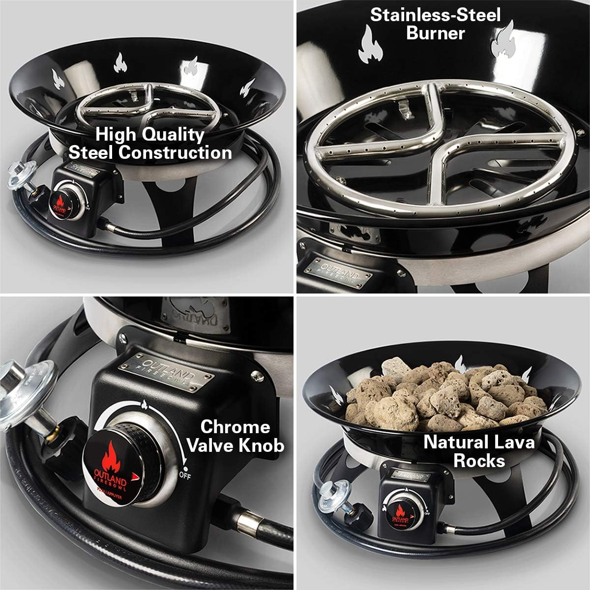 Outland Living Portable Propane Fire Pit, 21-Inch, 58,000 Btu With Fire Pit Cover & Carry Kit, Smokeless Gas Firebowl | Perfect For Camping, Patio, Backyard, Tailgating, Deck, Rv| Black 863 Cypress
