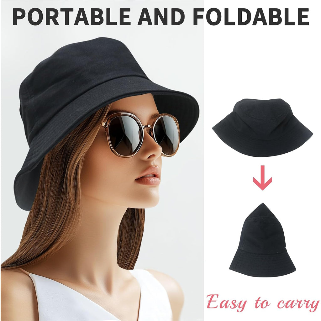 Bucket Hats for Men Women Packable Foldable Sun Hats for Women Beach Travel Cap Blue