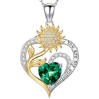 Iefil Mothers Day Gifts - 925 Sterling Silver Sunflower Necklace for Women, Birthstone Jewelry for Wife Mom, Birthday Mothers Day Gifts for Wife Mom Grandma