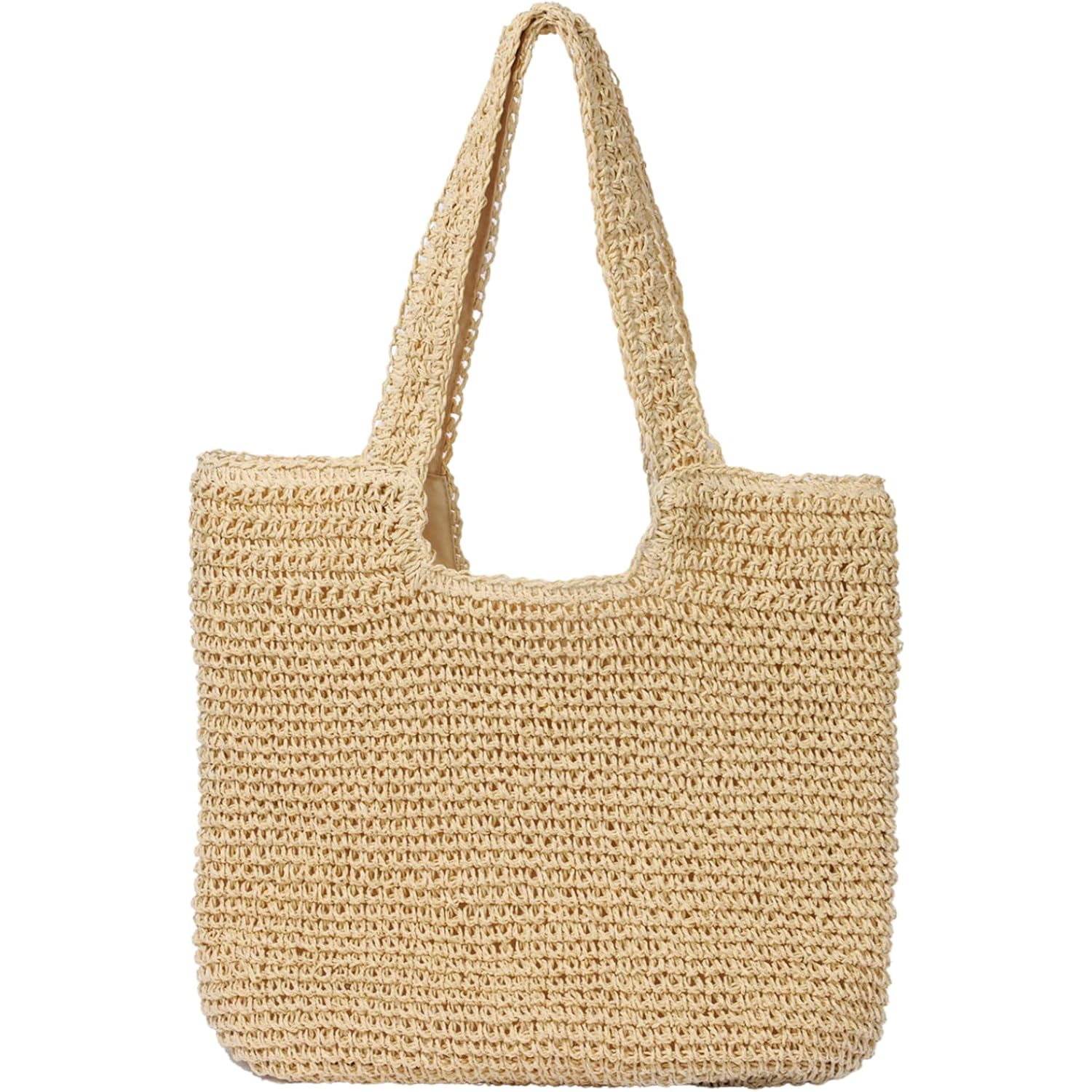 GOLDTIMO Beach Bags for Women - Summer Soft Large Woven Shoulder Purse Handbag, Beach Tote Straw Bag for Summer Vacation