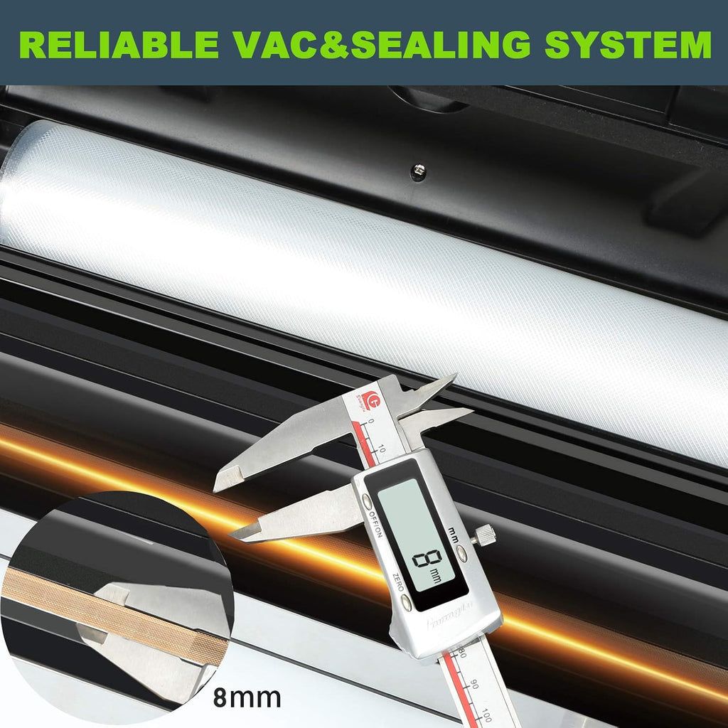 Potane Precision Vacuum Machine,Pro Food Sealer With Built-In Cutter And Bag Storage(Up To 20 Feet Length), Both Auto Manual Options,2 Modes,Includes 2 Bag Rolls 11”X16’ And 8”X16’,Compact Design