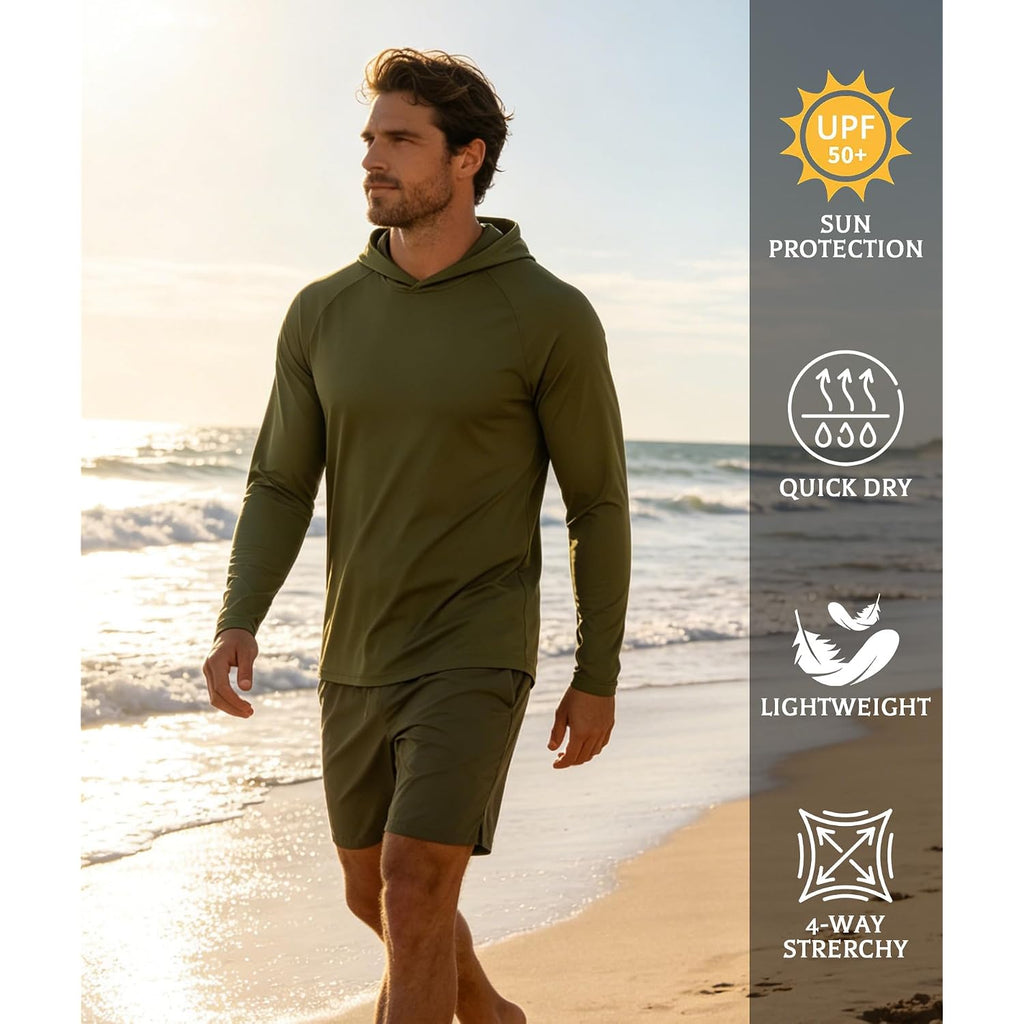 5 Pack Mens Upf 50+ Sun Protection Hoodie Long Sleeve Uv Spf Fishing Shirts Lightweight Running Rash Guard Sun Shirt