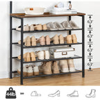 HOOBRO Hall Tree, Coat Rack with Shoe Rack, Hall Tree with Bench, 5 Tier Shoe Storage Organizer with 9 Hooks for Entryway, Closet, Sturdy, Industrial, Rustic Brown and Black BF80MT01G2