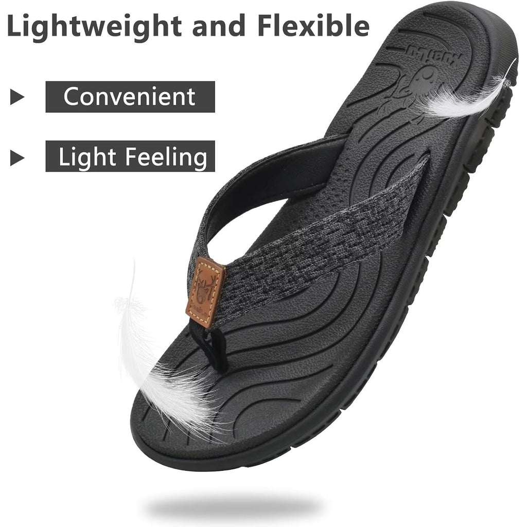 Kuailu Womens Casual Flip Flops With Comfortable Arch Support Yoga Mat Summer Beach Walking Thong Cushion Sandals Lightweight Flats Non-Slip Shoes Indoor Outdoor