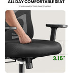 Marsail Ergonomic Office Chair Ergonomic Gaming Chair With Lumbar Support, 2D Headrest, Adjustable Armrests, Contoured Seat Cushion, Computer Desk Chair With Wheels For Home And Office