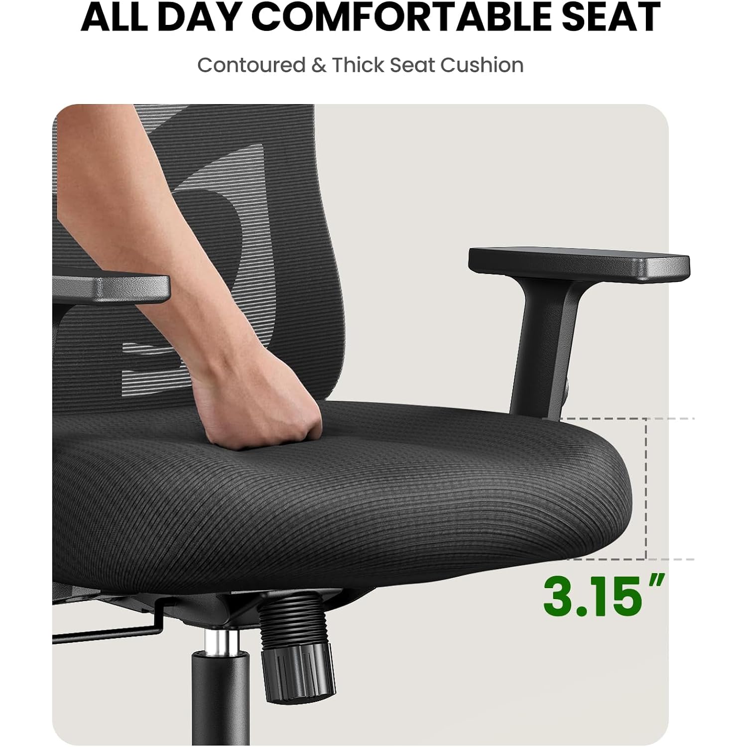 Marsail Ergonomic Office Chair Ergonomic Gaming Chair With Lumbar Support, 2D Headrest, Adjustable Armrests, Contoured Seat Cushion, Computer Desk Chair With Wheels For Home And Office