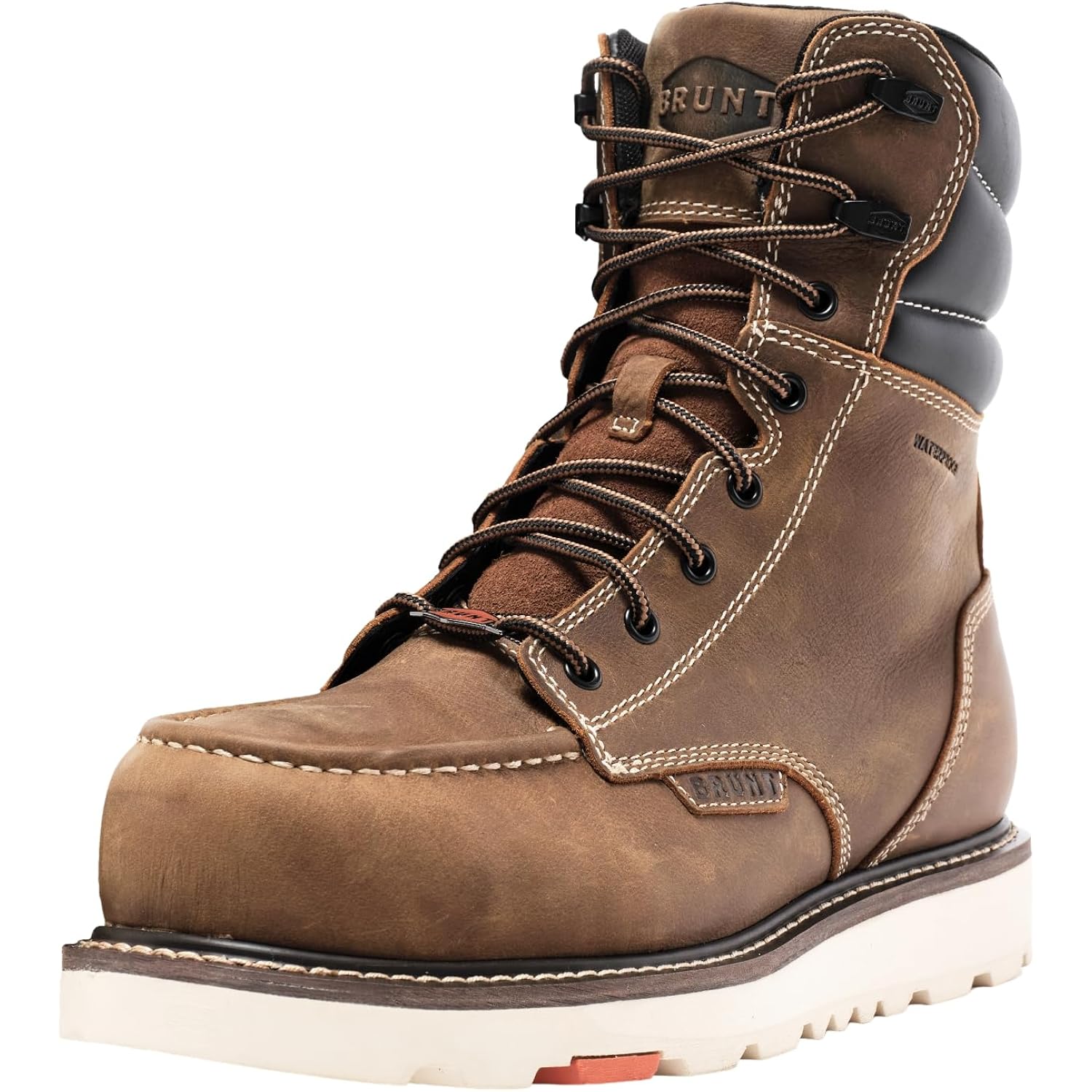 Brunt Marin Welted (Comp Toe) - 8" Waterproof Safety Toe Wedge Work Boot - Goodyear Welt Construction - Eh & Esr Rated - Oil & Slip Resistant - Adjustable Width System