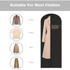 Dress Bags For Gowns Long, 60'' Garment Bags For Hanging Clothes, Suit Bag Cover For Storage And Travel (Black)