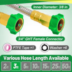 3Ft Short Garden Hose With Female To Female Connector - Metal Leakproof Leader Hose For Hose Reel, Heavy Duty 304 Stainless Steel Flexible Hose For Outdoor Garden Watering Car Pet Cleaning