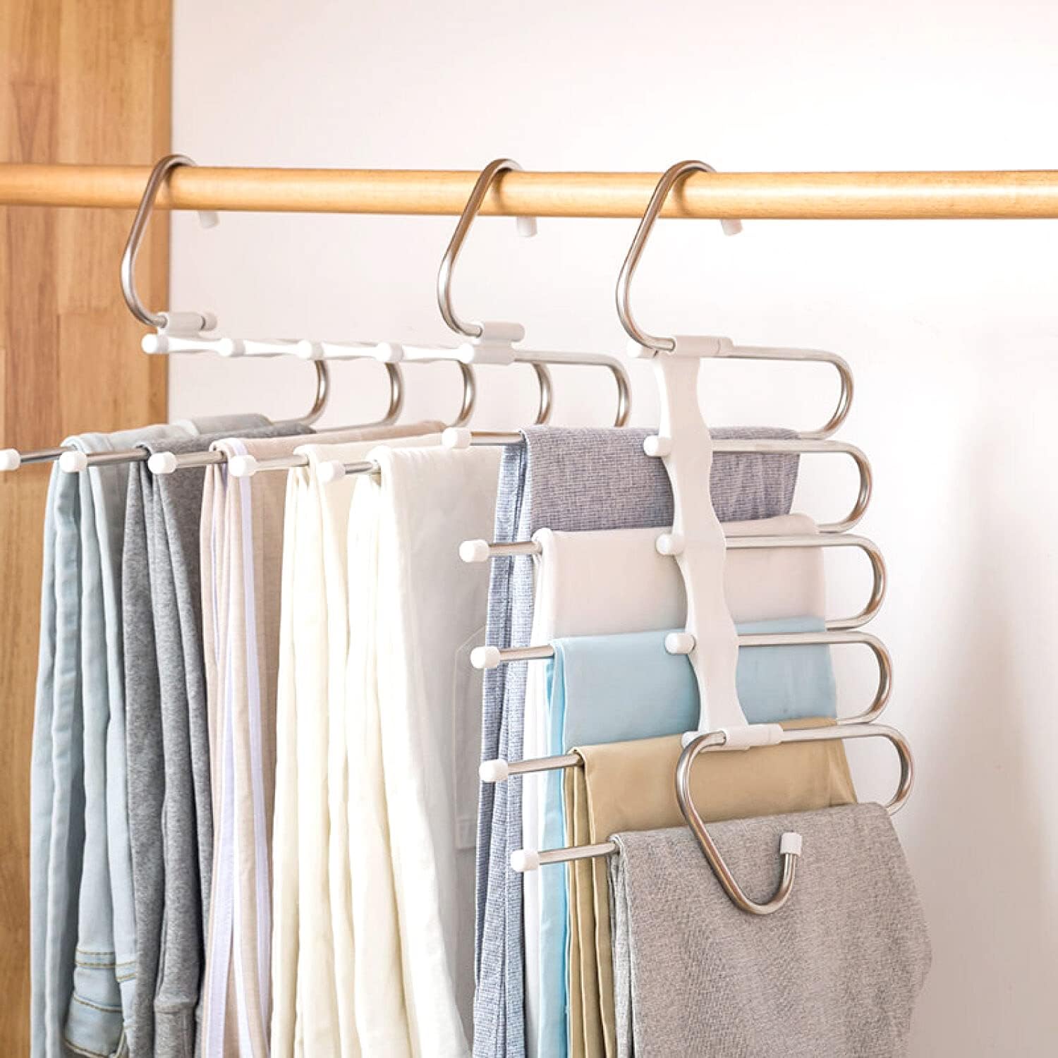 Kalimdor Pants Hangers 2 Pack Space Saving Metal Closet Organizer,Clothes Pants Hangers,Anti-Slip Design,Closet Organizers And Storage For Pants Jeans Skirts Scarf Legging