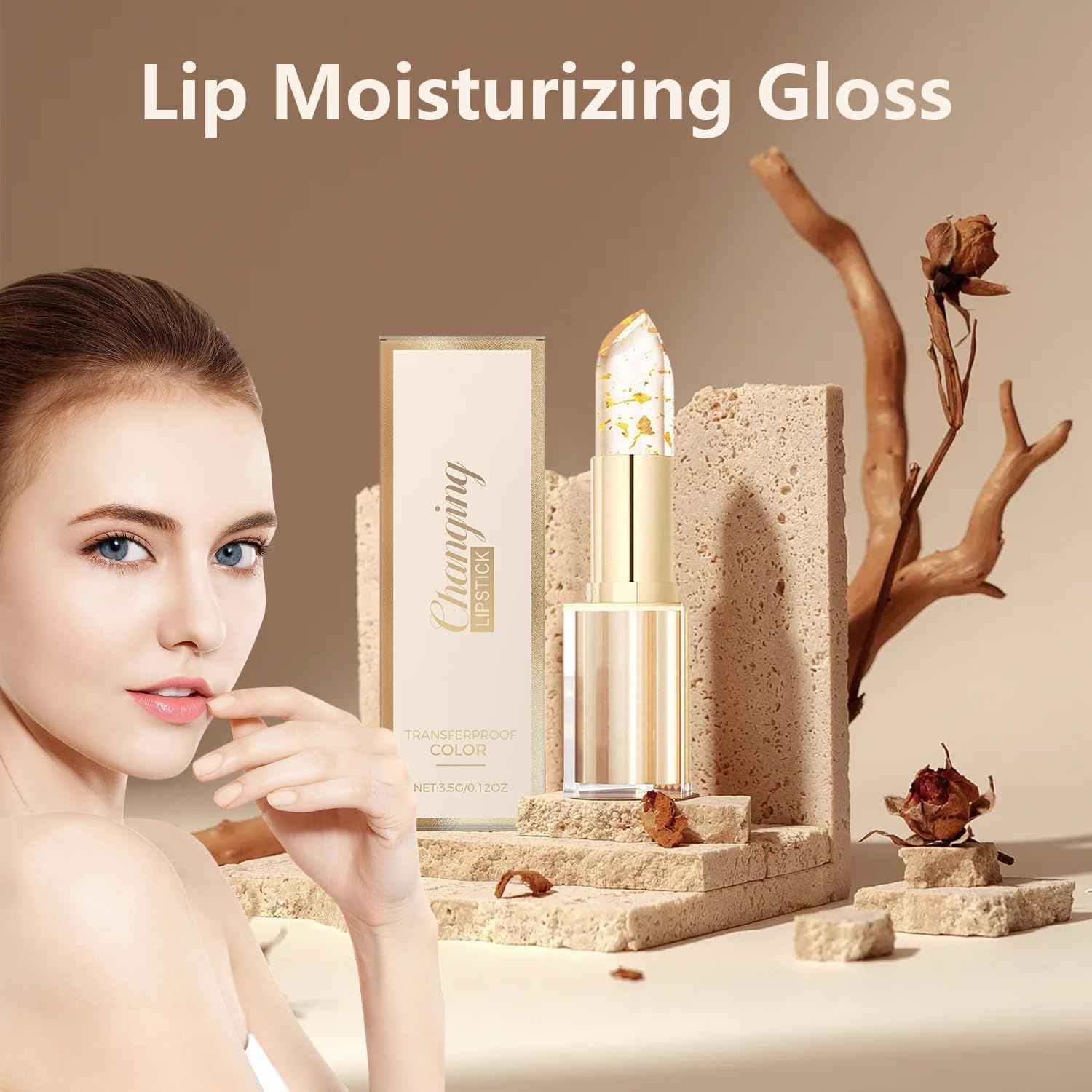 Color Changing Lipstick for Older Women, pH Adjusting Clear Lip Gloss, Transfer-Proof, Long-Lasting Hydration, 8+ Hours, 2 Pieces