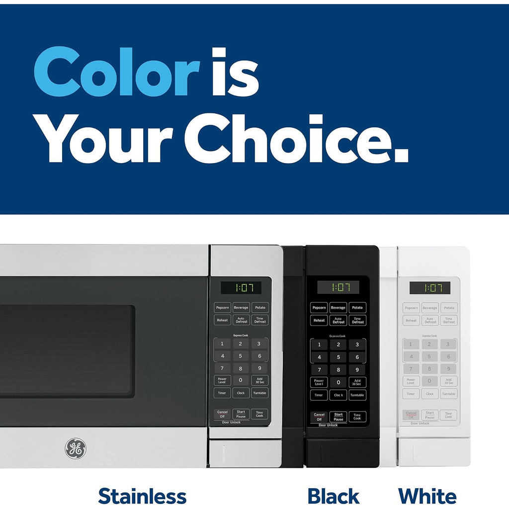 Ge Countertop Microwave, 700 Watt 0.7 Cu. Ft., Stainless Steel, Gcst07N1Wss | 4 Convenience Cook Settings, One-Touch Controls, Child Lock Technology, Glass Turntable, For Kitchen, Dorm, Office, Apartment