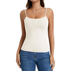 LOMON Womens Camisole Tops Padded Double Lined Cami Top Square Neck Spaghetti Strap Tank Slim Fit Basic Layering