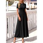 Kirundo Short Sleeve Formal Wedding Guest Dresses For Women, 2026 Summer Pleated Long Flowy Maxi Dress, Two Pockets, A Line