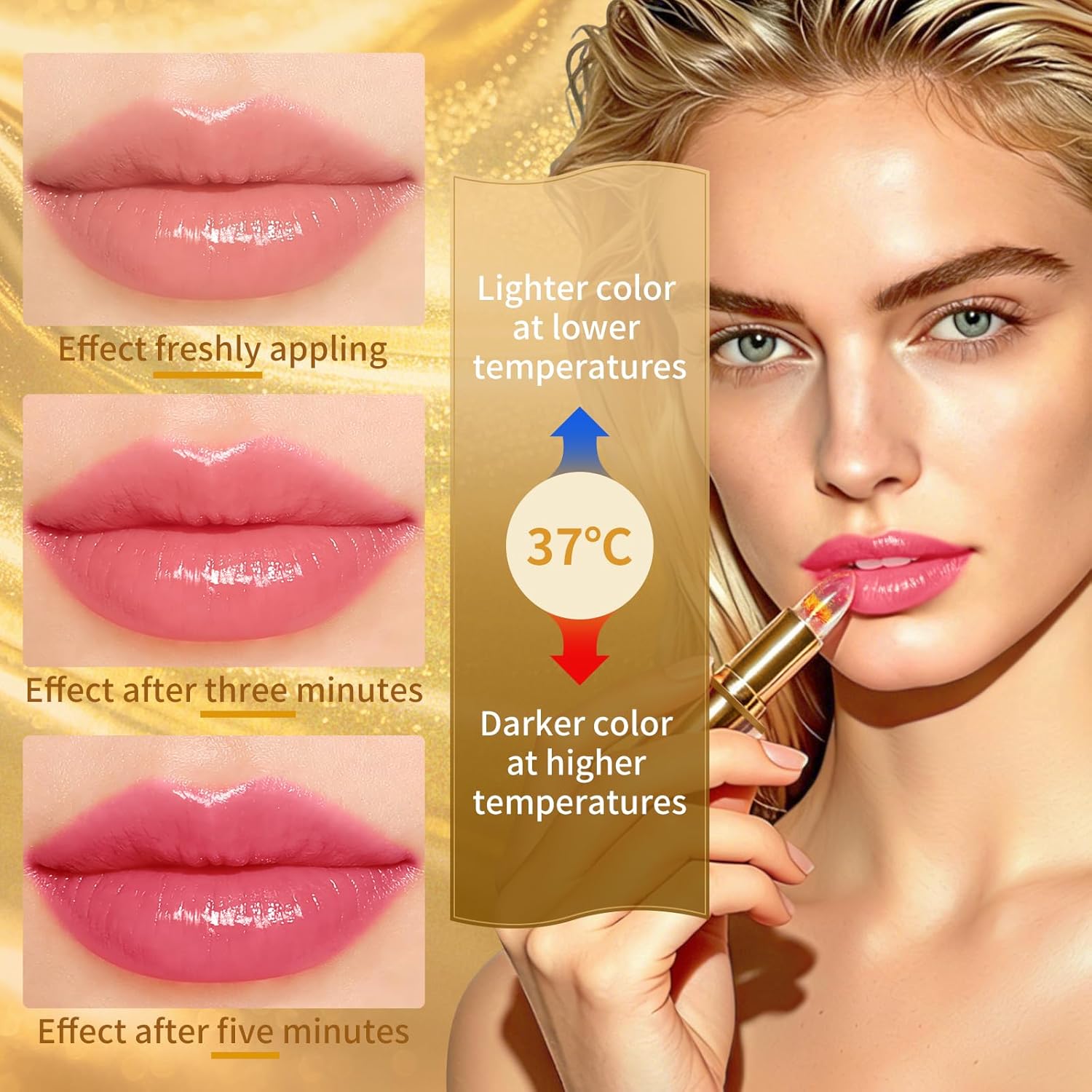 Clear Color Changing Lipstick Daisy Flower Jelly,Temperature Change Ph Adjusting Tinted Lip Balm, Moisturizing, Long Lasting, Magic Color Change Transferproof Lip Gloss | Moisturizing, Long Lasting, Nourishing