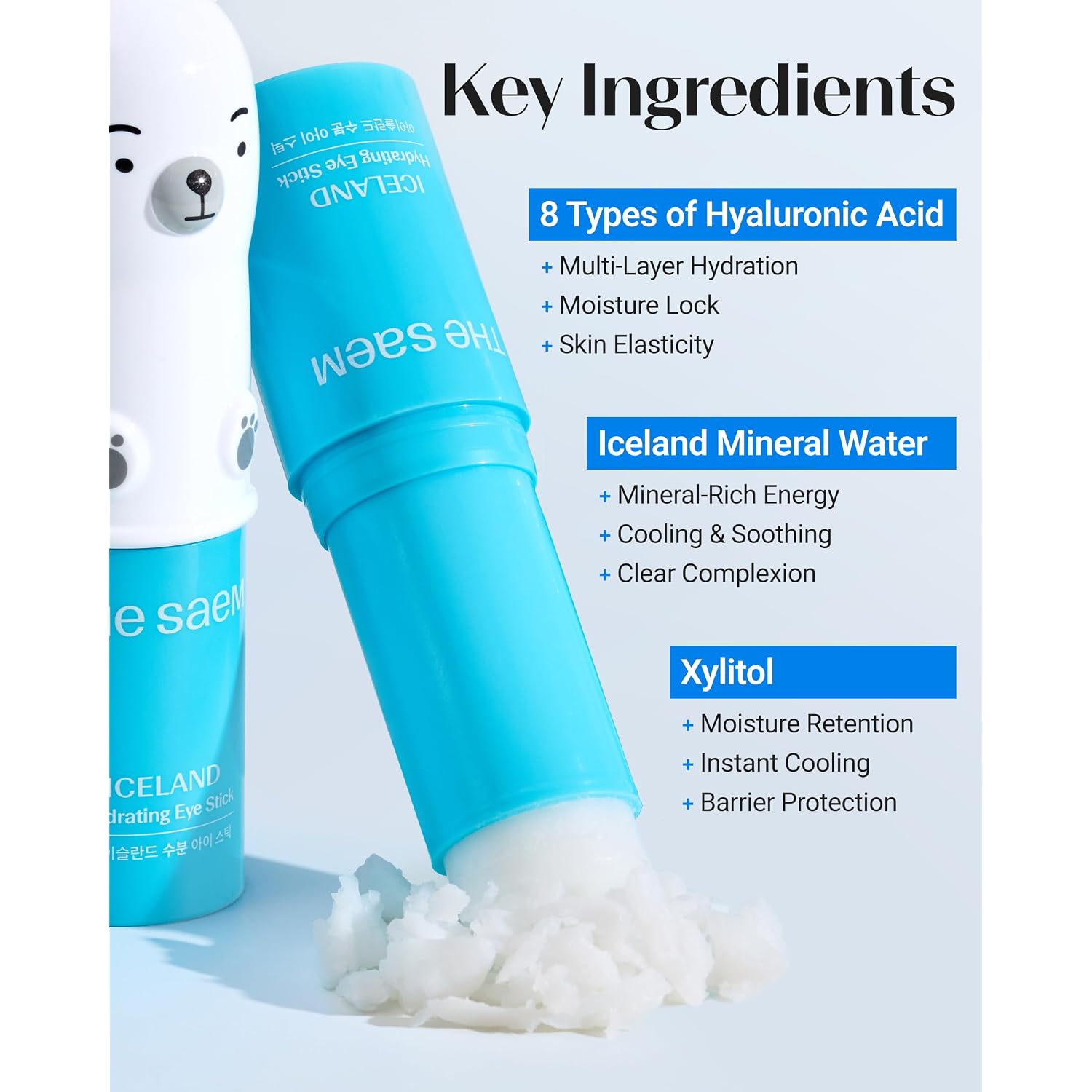 Thesaem Iceland Hydrating Eye Stick - Cooling Balm - Dark Circles & Puffiness – Under Eye Treatment - Reduce Wrinkles And Moisturizing - Minimize Dark & Puffy Eyes - Aqua Scent, 0.38 Oz