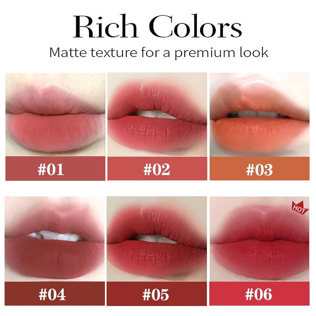 6 Colors Velvet Matte Liquid Lipstick Set, Cute Rabbit Lip Glaze 2 In 1 Key Chain Lip Gloss Lip Stain, Waterproof Non-Stick Cup Long Lasting Lip Clay Cute Lip Makeup For Girls (A)