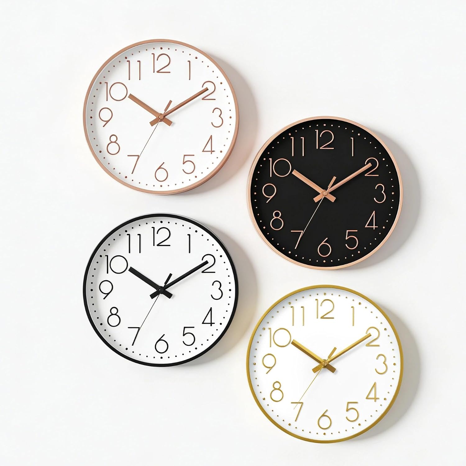 Daxsmy Wall Clock - 8 Inch Silent Non-Ticking Modern 3D Wall Clocks Battery Operated - Decorative Clock For Kitchen, Home Office, Bathroom, Bedroom(Rose Gold)