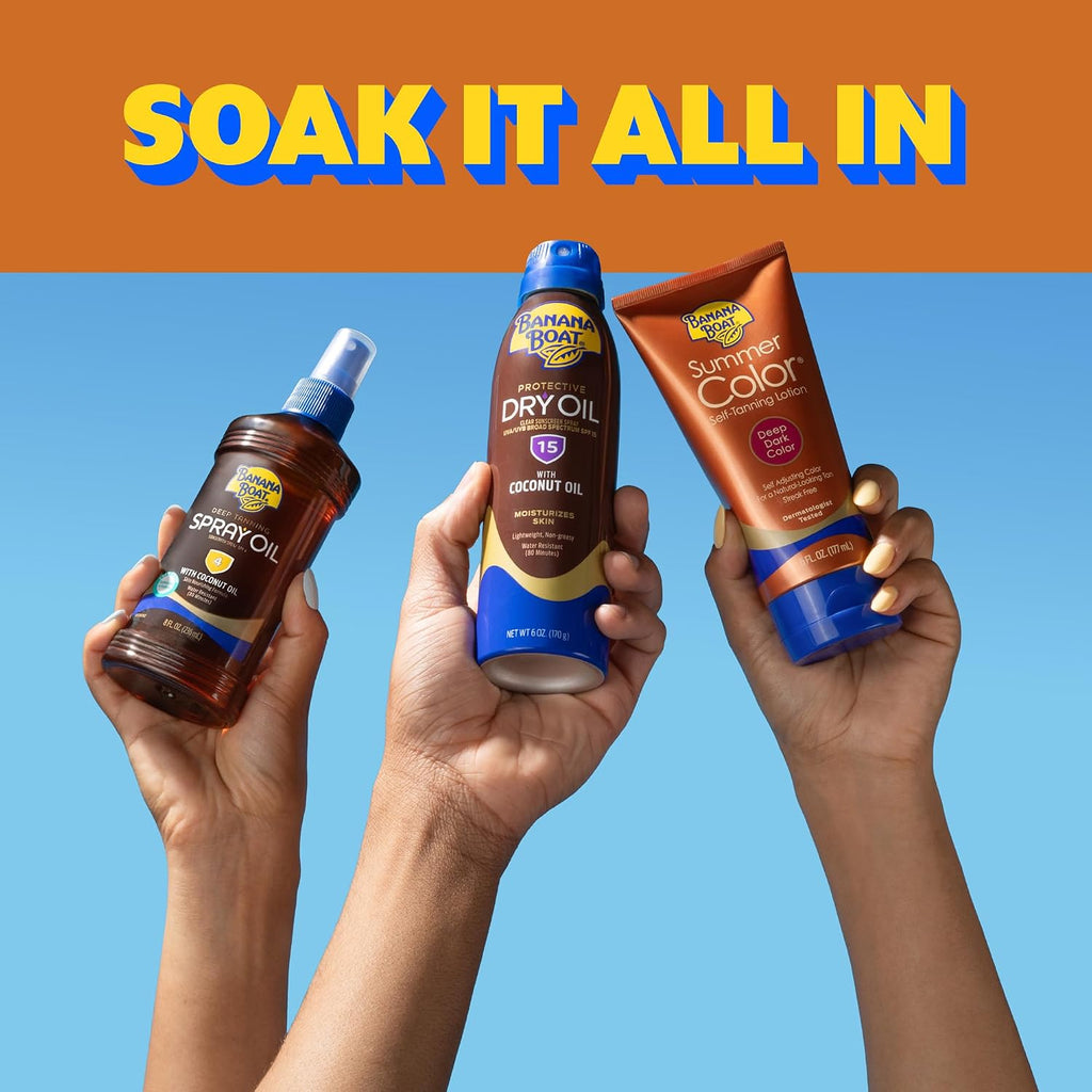 Banana Boat Protective Tanning Dry Oil Clear Spray Sunscreen Spf 15, 6Oz, Pack Of 3