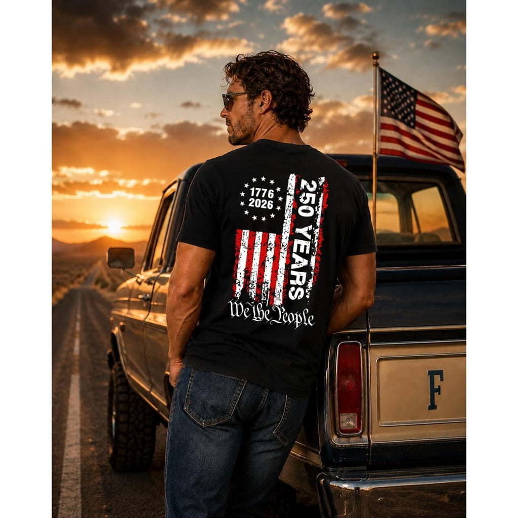 Men'S America 250 Shirt Patriotic Usa Flag Graphic T Shirt We The People 1776 2026 Vintage Fourth Of July Tee