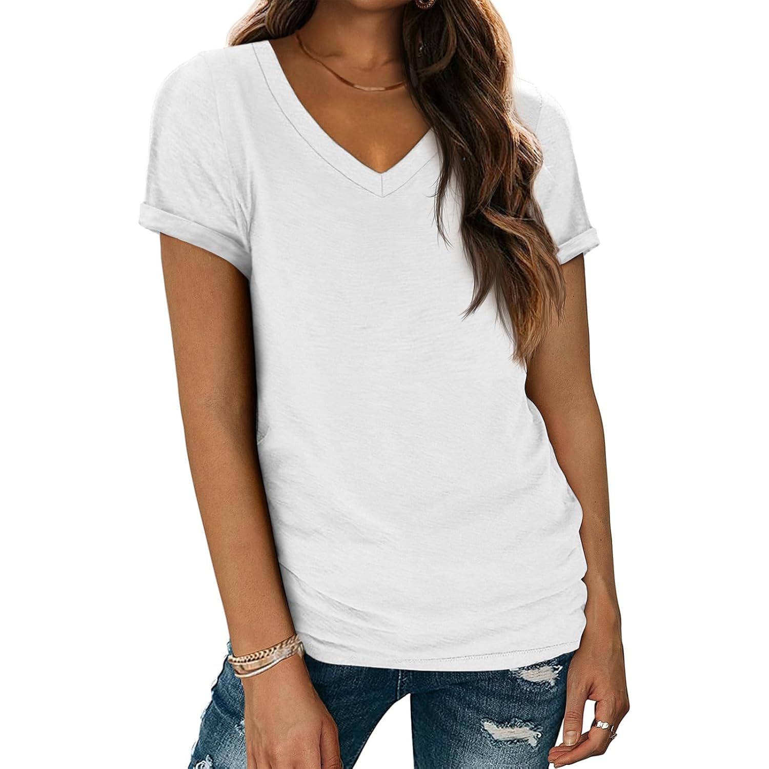 T Shirts Short Sleeve V Neck Tees for Women Fashion Tops Trendy Lightweight Casual Summer Outfits Clothes 2026 Beach