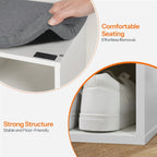 HOOBRO Shoe Storage Bench with Cushion, 39.4" L Entryway Bench with 12 Cubbies, Entryway Hall Tree with Storage, Cubby Shoe Rack Bench with Coat Rack for Hallway, Holds up to 330 lb, White WT112HX01